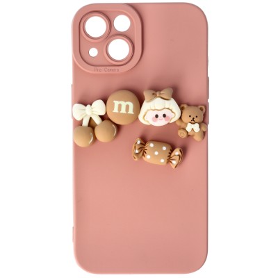 Husa iPhone 13, Silicon cu Protectie Camera,  3D Sweet, Roz